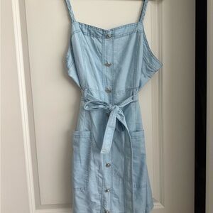 Pink Lily Blue Tie Front Sundress